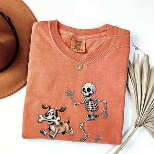 Comfort Colors Funny Dog Skeleton Halloween Tee, Dog Lover Shirt, Thanksgiving Outfits