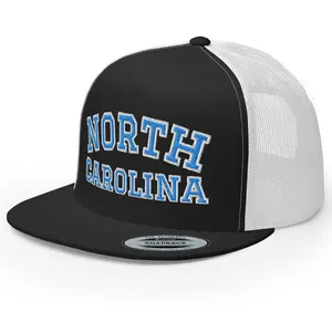 RIVEMUG NG North Carolina Embroidered Flat Bill Trucker Hat High Crown Adjustable Cap