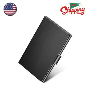 Metal Business Card Holder for Men & Women, Black