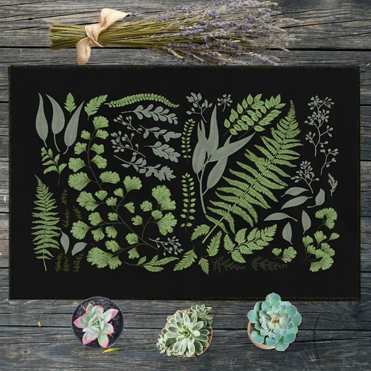 Green Leaf Pattern Door Mat, 1 Count Washable Non-slip Floor Mat, Decorative Carpet for Home Living Room Bedroom Kitchen