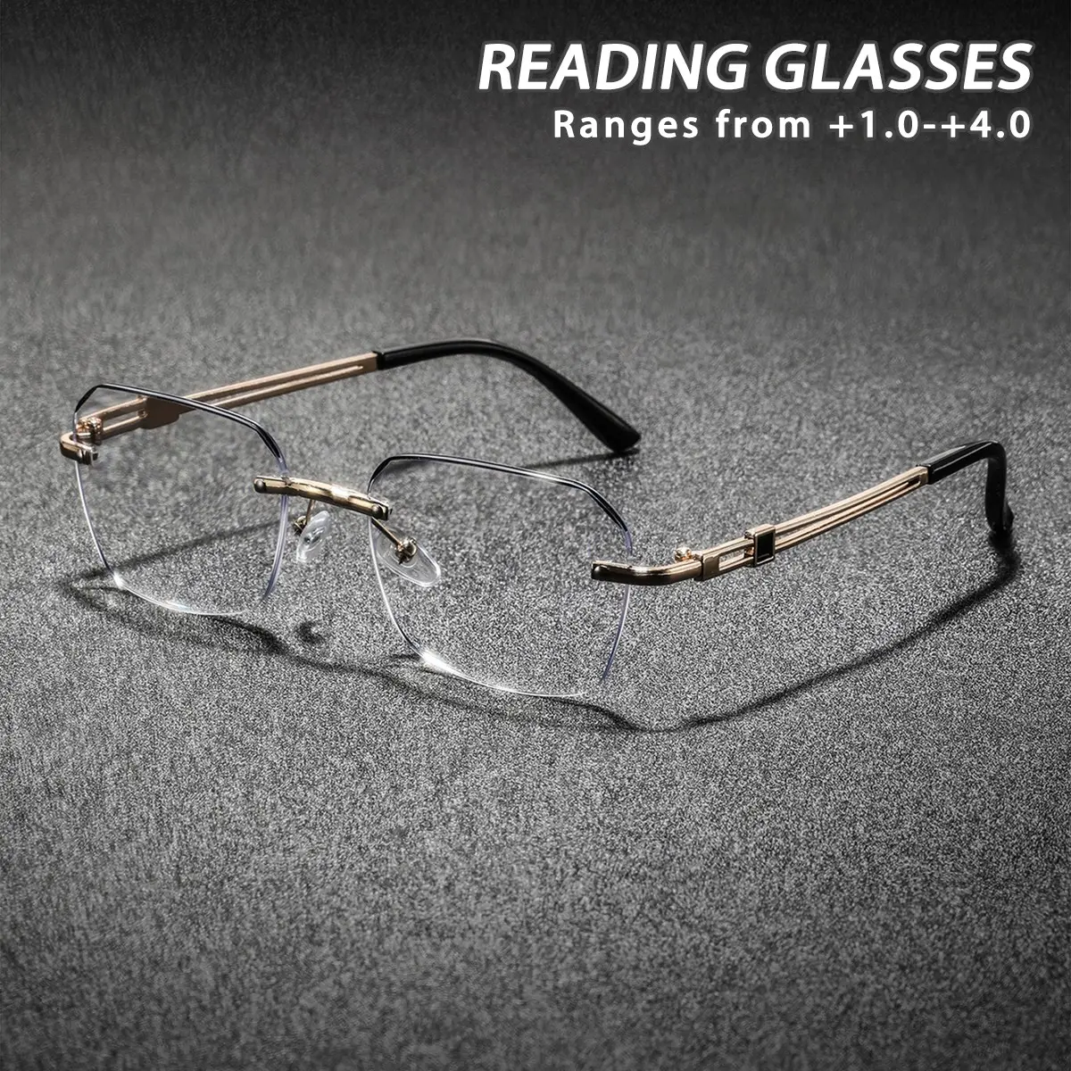 Men's Retro Elegant Metal Square Rimless Design Reading Glasses, Stylish High Quality Eyewear for Business and Daily Commute, Perfect for Fashionable Reading, Rimless Eyeglasses