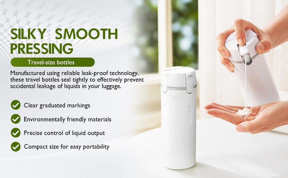 TSA approved leakproof travel toiletry bottles set in carry-on bag