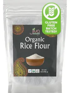 Jiva Organics Premium White Rice Flour 2 lb Bag, Gluten Free Non GMO Fine Ground Rice Flour for Baking, Cooking & Gluten Free Recipes
