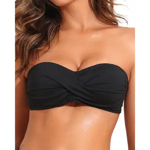 Tempt Me Women Twist Bandeau Bikini Top Strapless Swimsuit Top Only  SwimWeek  summervibes