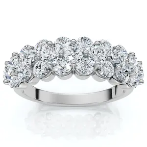2Ct Multi Row Diamond Anniversary Ring 14k Gold Lab Grown