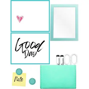 Magnetic Locker Mirror for School Locker, 5pcs Locker Accessories Kit with Magnetic Mirror, Dry Erase Board, Pen Holder, Locker Magnets for Refrigerator, Office Cabinet (Blue)