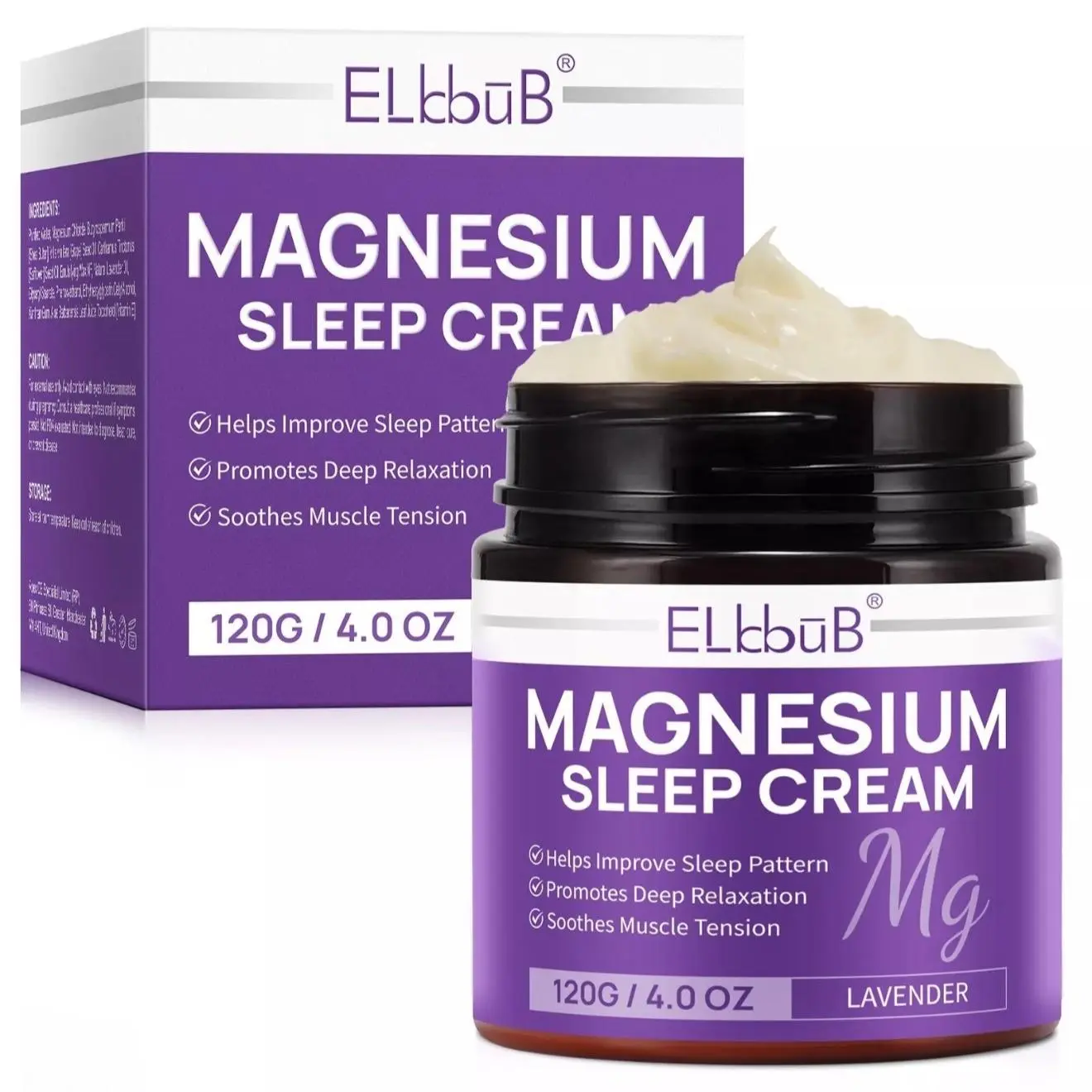 Lavender Magnesium Sleep Cream, Moisturizing & Hydrating Night Cream, Magnesium Body Cream with Lavender Essential Oil, Relaxation Care