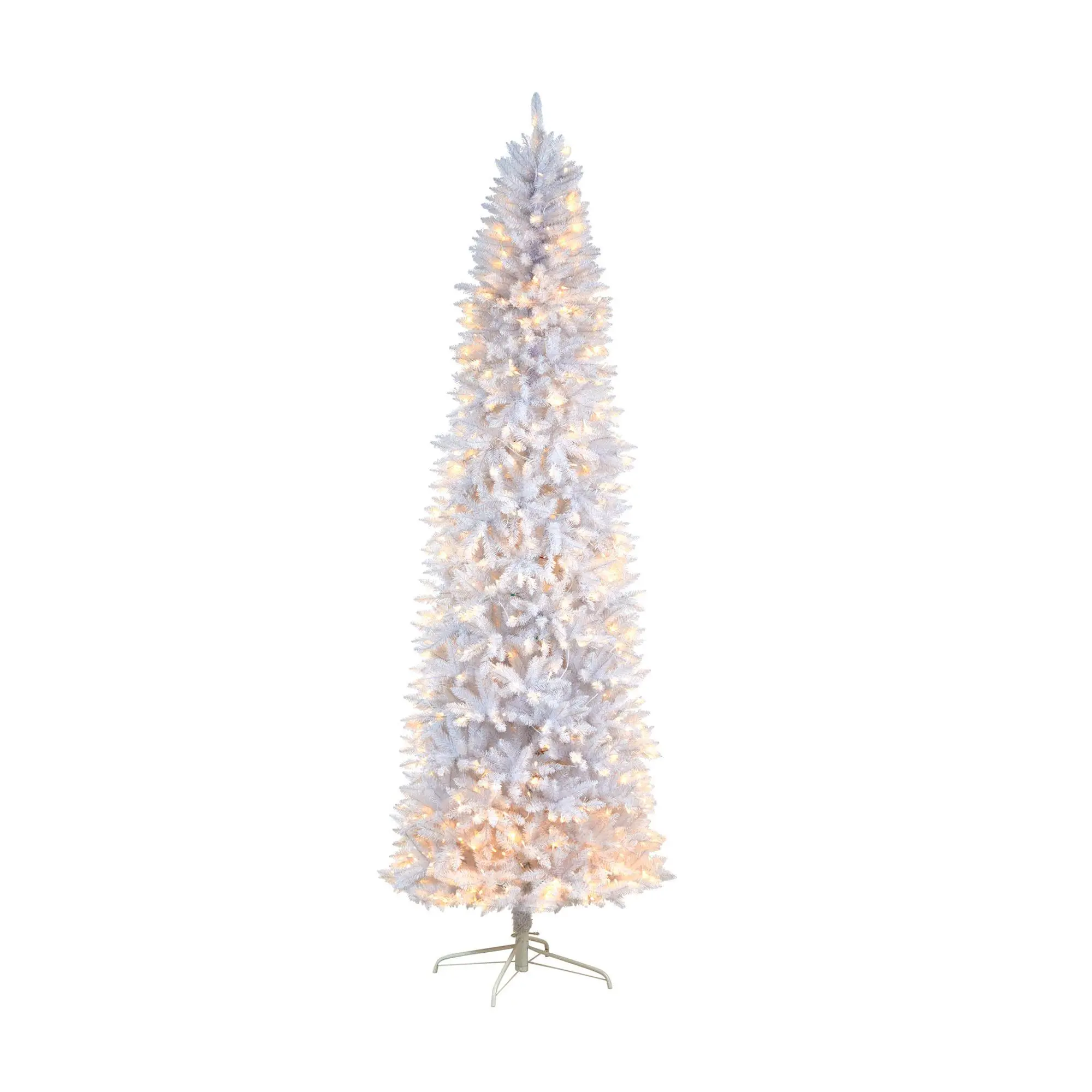 Nearly Natural 9'H Slim White Christmas Tree with 600 Lights Nearly Natural 9'H Slim White Christmas Tree with 600 Lights