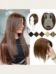Women's Real Human Hair Toppers, Clip-In Volume Booster, Straight Hair Extensions for Thinning Hair, Salon-Quality, Instant Fullness