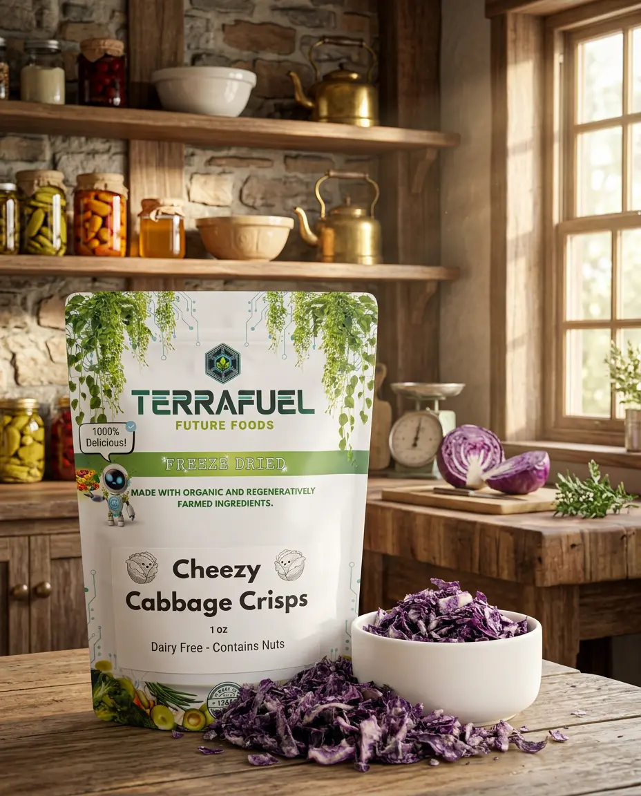 Cheezy Cabbage Crisps - Freeze Dried Veggie Snack | Dairy-Free | No Added Sugar