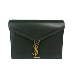 Pre-owned YSL Leather Crossbody Bags Yves Saint Laurent Green Cassandra Chain Shoulder Crossbody Bag with Gold Logo and Sleek Design
