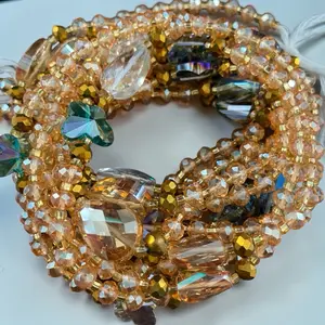 Exotic Crystals Waist Beads Handmade Beaded Belly Chain with Heart & Butterfly Accents 45 Inches Adjustable for All Waist Sizes Feminine Body Jewelry