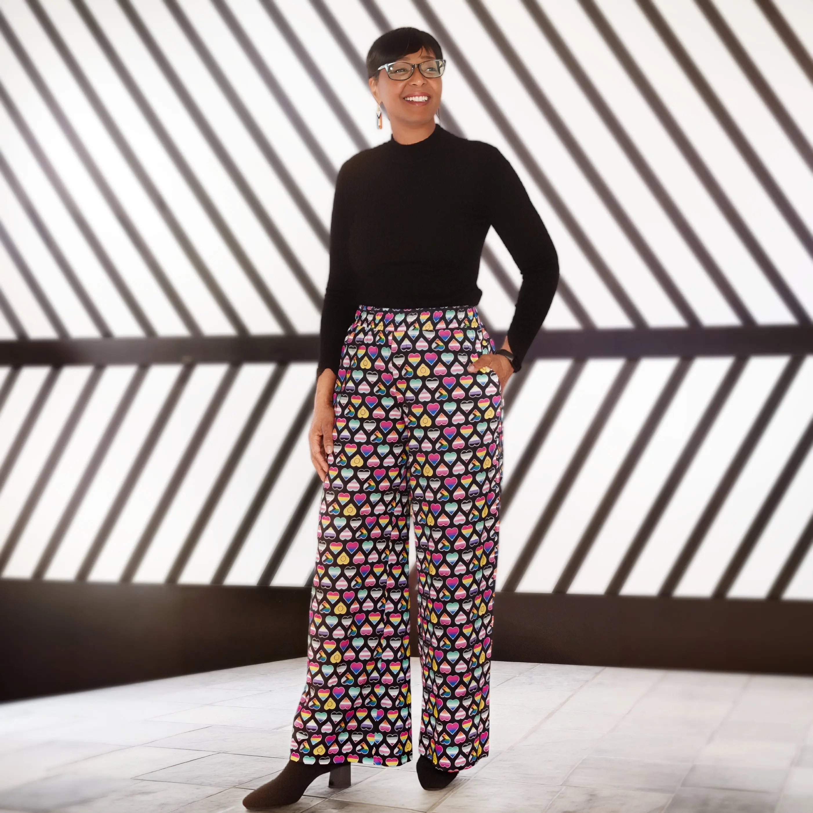 Pride Hearts Palazzo Pants with Pockets