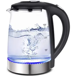 Electric Kettle Glass Hot Water Kettle, 2.0L Water Warmer,  Stainless Steel Lid & Bottom,  Kettle with Fast Heating, Auto Shut-Off & Boil Dry Protection