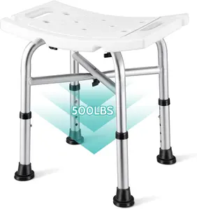 500lbs Heavy Duty Shower Chair for Inside Shower Tub, Adjustable shower stool with 5 Heights, Reinforced Crossbars & 3-Min Assembly, Shower Chair for Elderly and Disabled, Pregnant & Recovery