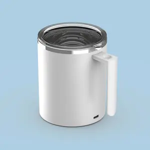 Self Stirring Coffee Mug 12.2 Oz, Electric Mixing Cup with Magnetic Stirrer & Anti-Sedimentation, Rechargeable Travel Mug for Coffee, Milk, Hot Cocoa (White) FOXNSK