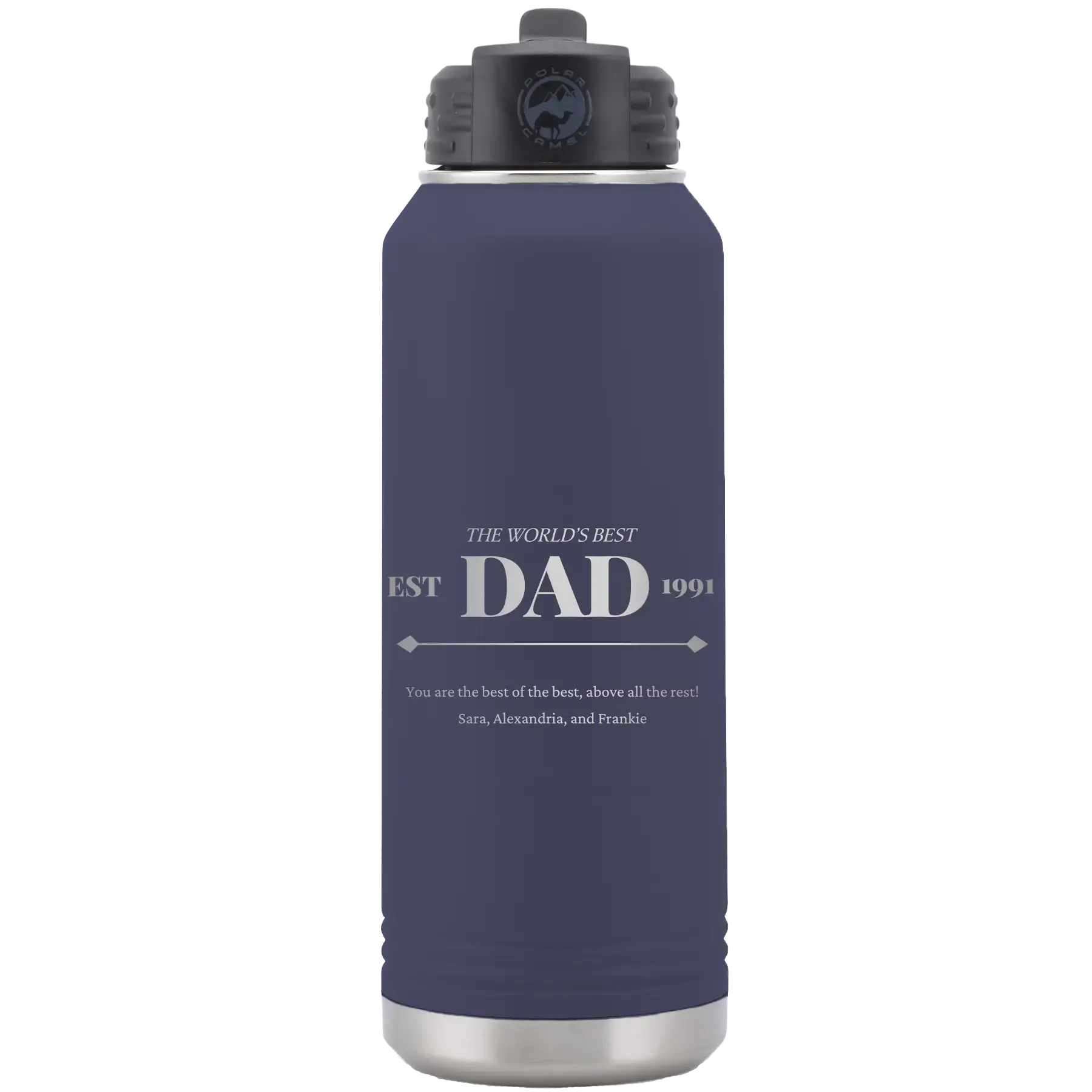 Personalized Best Dad Est 32 oz Water Bottle - Navy