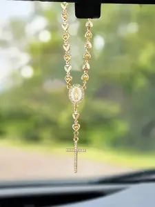 Car Rearview Mirror Hanging Decoration, Beads & Cross Hanging Accessories for Interior Decors, Universal Car Interior Accessories, Car Interior Decorative, Cute Car Decor, Car Ornament