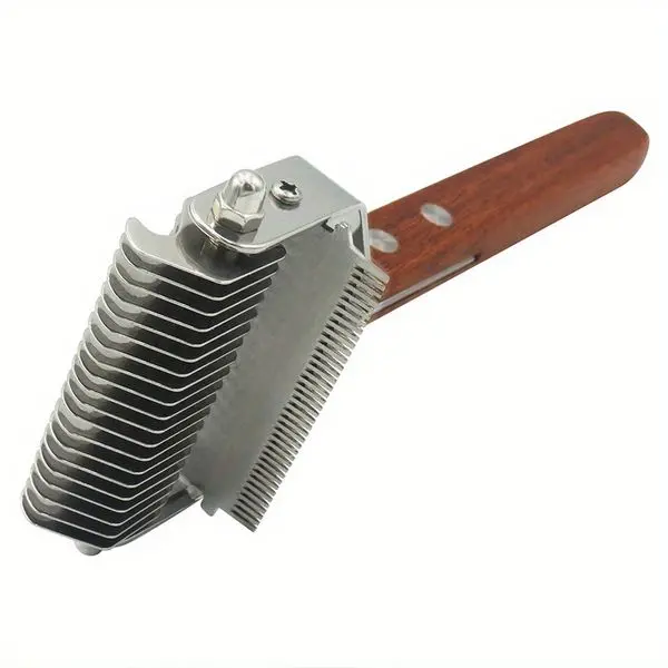 Double Sided Pet Grooming Brush - Efficient Shedding and Dematting Tool with Slicker Brush, Stainless Steel Pins, and Dematting Comb - Ergonomic Wooden Handle for Comfortable Grip