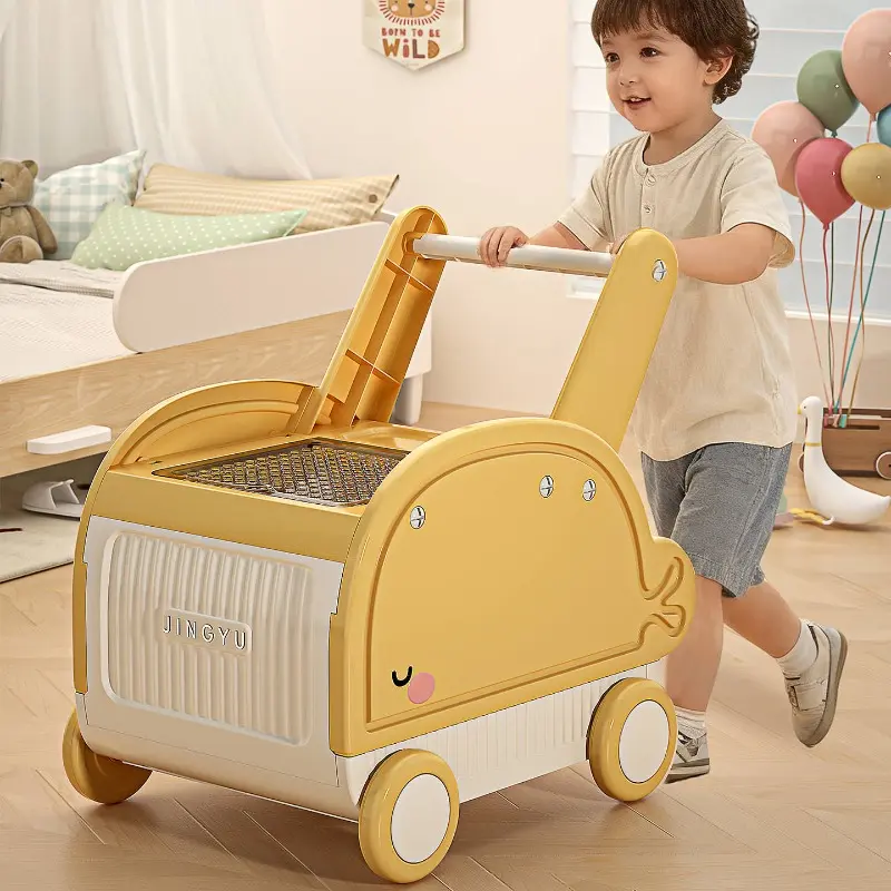 Kids Push Walker, Cute Whale Design 2-in-1 Activity Walker with Storage, Sturdy & Safe, Toddler Walking & Play Use, Must-Have for Baby’s First Steps