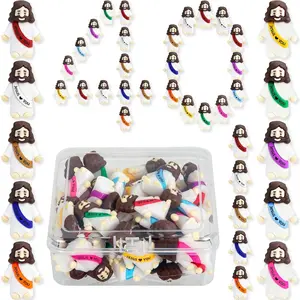 40 Pcs Bulk Mini Jesus Figurines With Box, Rubber Tiny Baby Jesus Christ Toys for Hide and Seek, Easter Egg Fillers Party Favors Gifts (Mix 10*40)
