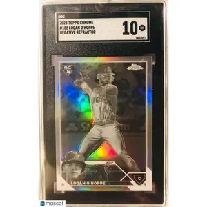 Logan O'Hoppe SGC 2023 Topps Chrome Negative Refractor Rookie RC #188 10 POP 2