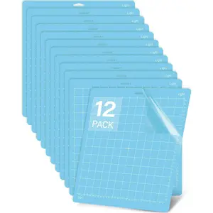 Mat, Compatible With Cricut Maker 3/Maker/Explore 3/Air 2/Air/One 12 Pack 12x12 Adhesive Sticky Light Cut Mats Replacement Accessories Quilting Scrapbooking & Stamping Supplies Blue
