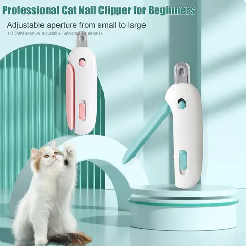 Cat Nail Clipper with Adjustable Aperture, Dog Nail Trimmer with Nail File for Puppies, Safe Pet Claw Clipper Grooming Tool to Avoid Over Cutting, Professional Pet Nail Cutter for Beginners