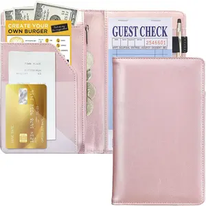 Server Books For Waitress/Waiter Book with Zipper  Pocket,Cute Waitress Books Organizer Accessories Fit Server Aprons Note Pads (Rose )