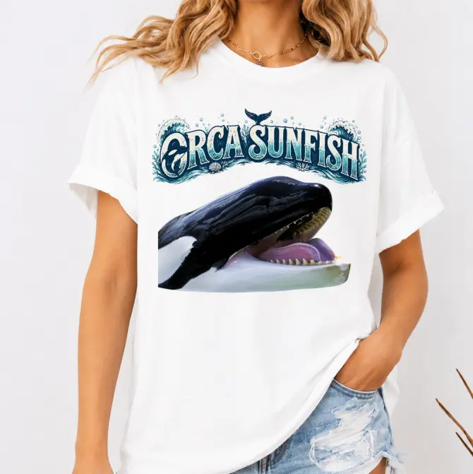 Orca Sunfish Shirt, Vintage Orca Sunfish Graphic Tee, Retro Ocean Wildlife T-Shirt, Distressed Marine Life Shirt, Funny Sea Creature Gift