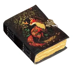 Fox Leather Journal Blank Spell Book of Shadows Witchcraft Supplies Wiccan Notebook Handmade Daily Notepads Grimoire Journal Vintage Journal Sketchbook Witchy Gifts Women Best Gift for Artist ,Writer KGN HANDICRAFT