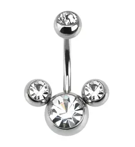 Clear Trinity CZ Belly Button Ring