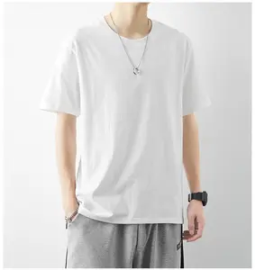 Premium Cotton White Blank T-Shirt for Men, Minimalist Short Sleeve Plain Tee, Soft Breathable Basic Top, Everyday Essential Streetwear Shirt.