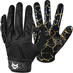 WVVOU Padded Football Gloves, Sticky Padded Receiver Gloves,Football Lineman Gloves,Sticky Grip Adult Youth Football Gloves