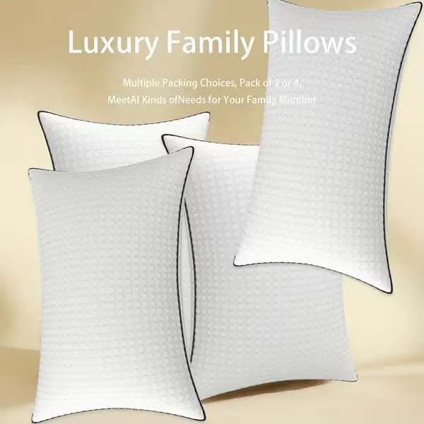 2/4-Pack Cooling Hollow Fiber Pillows - Hotel-Grade Breathable Support with 3D Airflow Technology, Ultra-Soft Fill for Side & Back Sleepers, All-Season Comfort, Linen White, 20 x 30 Inches
