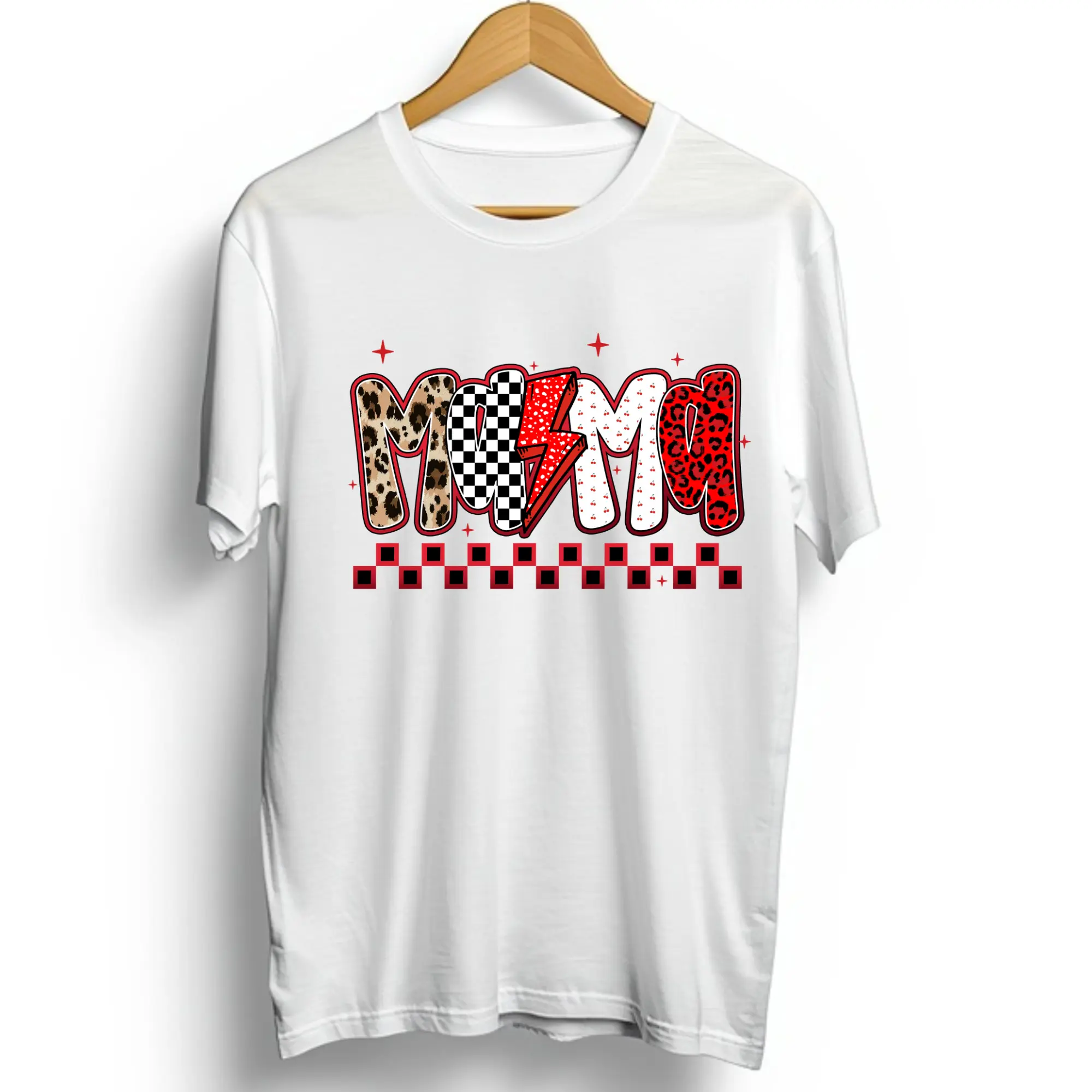 Mama Red, Leopard and Black Direct To Film Print, DTF Print, Ready To Press Print For T-Shirts