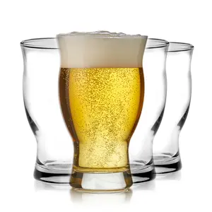 Libbey Craft Brews Nucleated Pint Beer Glasses, Dishwasher Safe Pint Glasses Set of 4 for Light Beers, Stouts, Laser Etching Nucleated Beer Glasses
