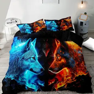Wolf Pattern Bedding Set, 2/3 Counts Including 1 Count Duvet Cover & 1/2 Counts Pillowcase, Soft Comfortable Bedding Set for Home Bedroom