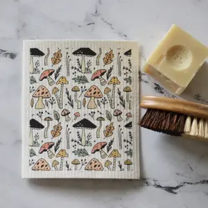 Summer Mushroom Swedish Dishcloth