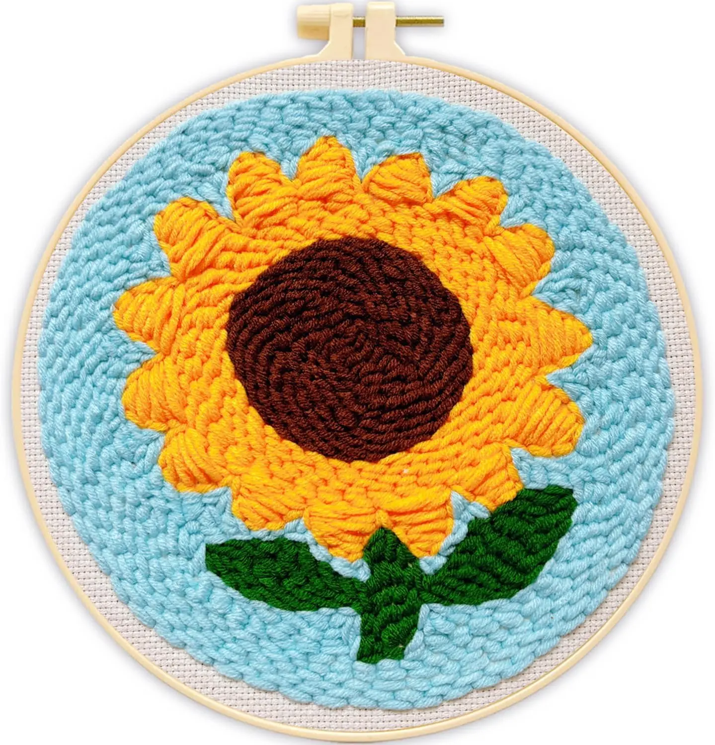 Sunflower Punch Needle Kit for Beginners Adults, with Embroidery Hoop | Printed Pattern Fabric,Beginner Friendly,Easy-to-Follow Instructions，Complete DIY Kit,Relaxing Handmade Craft,Great Gift Idea