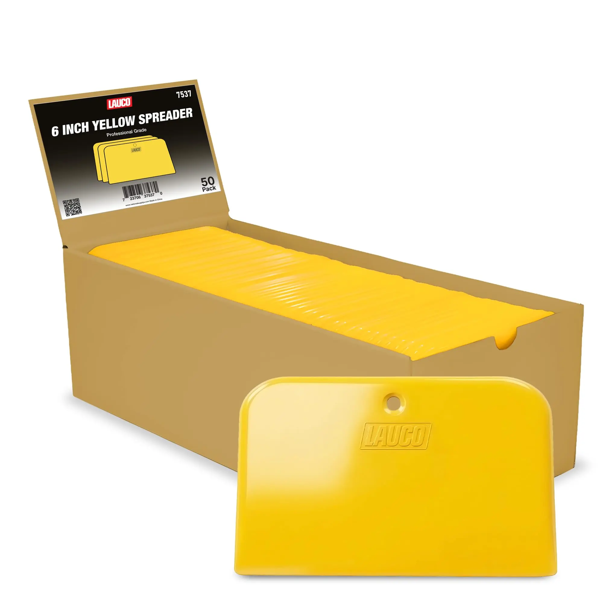 LAUCO Reusable 6 in Yellow Auto Body Spreaders (50 Spreaders) - Durable Plastic Filler Compound Car Body Repair Tools for Easy Application, Automotive Maintenance Tools, Auto Repair Supplies
