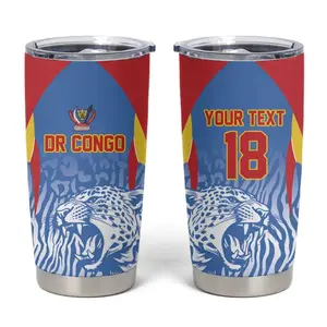 Custom DR Congo Football 2026 Tumbler Cup Leopard Power Fan Style
