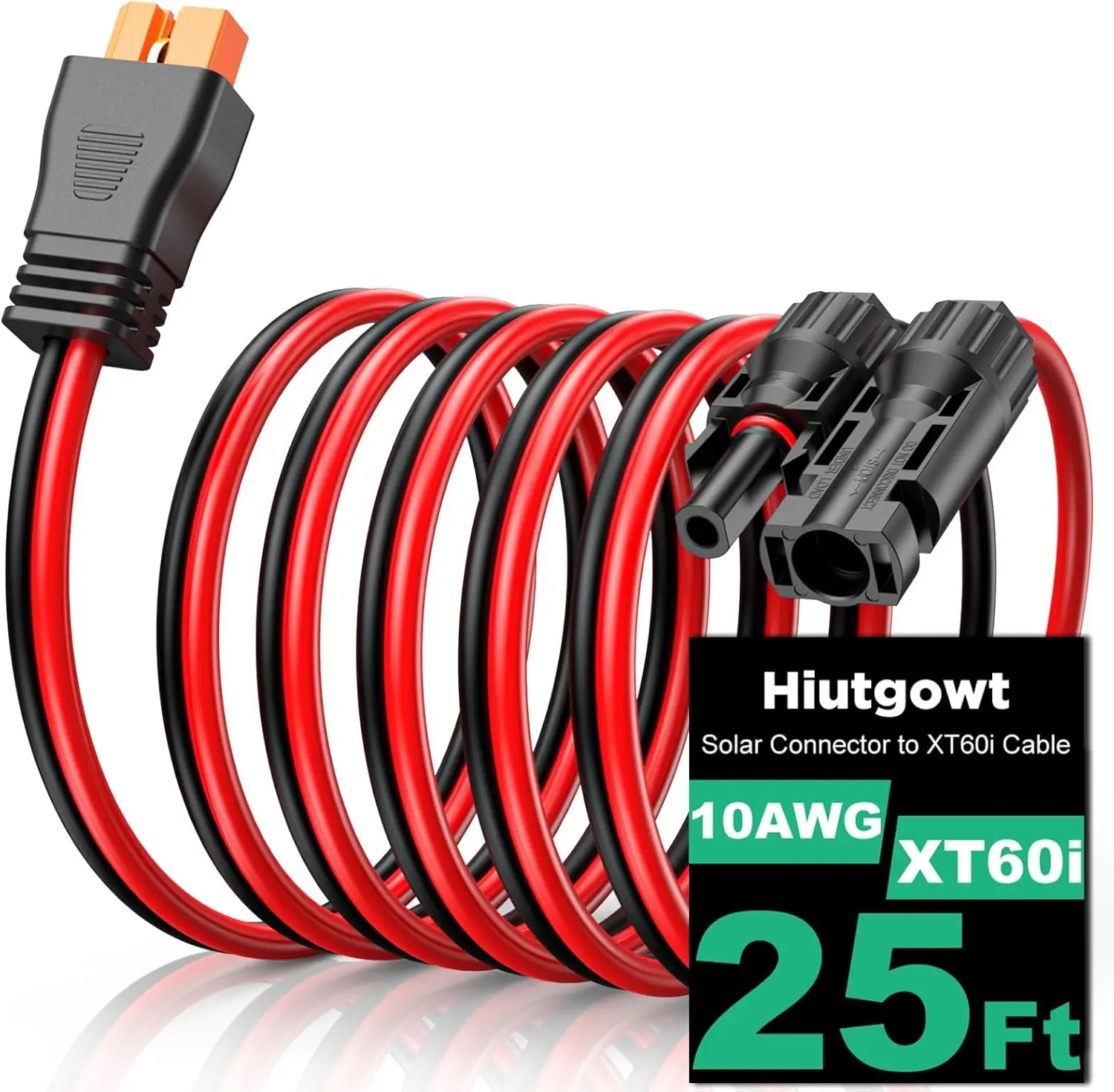 10AWG XT60i Solar Cable 25FT, Solar to XT60i Cable 3 10 15 20 30 40 50FT, Solar Panel Connector to XT60i Extension Cable, XT60i Charging Cable for Portable Power Station