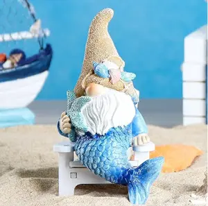 Garden Gnomes Statues Outdoor Funny - Garden Gnomes Decor Garden Decor Garden Figurine Ocean Gnomes Decor for Outdoor Indoor Beach Gnome Sculpture for Patio Lawn Yard Porch Bookshelf Gifts