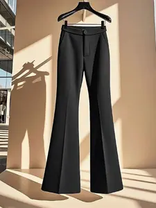 Women's Flare Leg Pants Fall Winter Fashion Slim Fit Suit Pants, Casual Commuter Wear, Daily Stylish Trousers, Womenswear