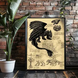 1Pc,No Frame,Only Canvas,Retro Style, Dragon Tamer Pattern Painting,Wall Art Decor Living Room Bedroom Office,Home Decoration,Perfect Gift