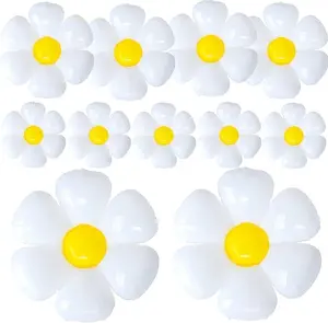 11PCS Daisy Balloons,Huge White Flower Daisy Foil Mylar Balloons for Baby Shower Wedding Groovy Boho Daisy Birthday Party Decorations (43in''28in''16in'')