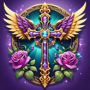 5D DIY Full Drill Round Diamond Painting - Diamond Painting Kit Cross Flower Wings Mosaic Canvas DIY Wall Art, Home Wall Decoration, Suitable for Halloween, Christmas, Birthday, and Anniversary Gifts