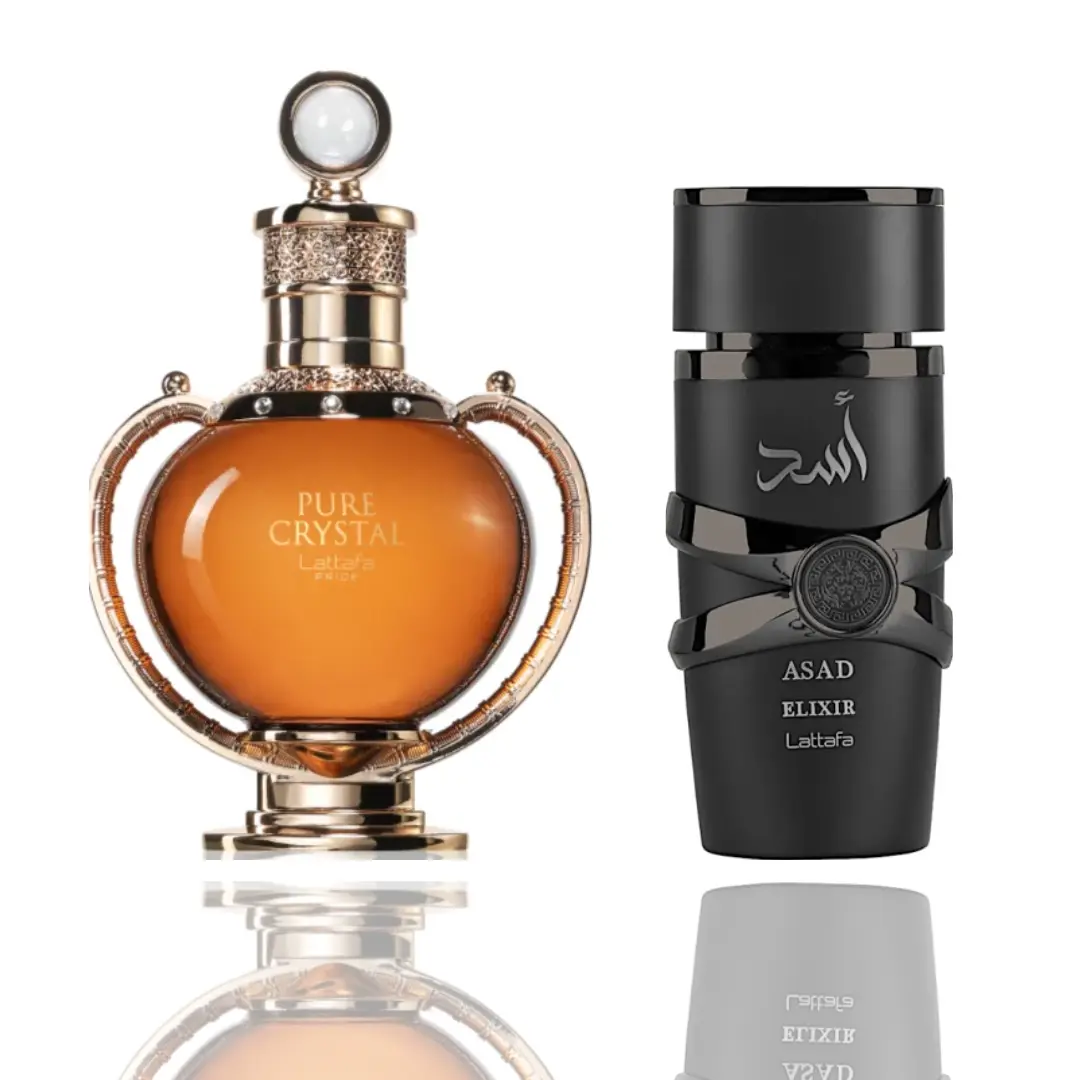 Men's Gourmand Vanilla EDP Perfume Spray 2-Piece Modern Luxury Gift Bundle Set - Pure Crystal, Saffron Elixir, Luxurious, Masculine, Vanillin Fragrances, Luxurious Men's Fragrance