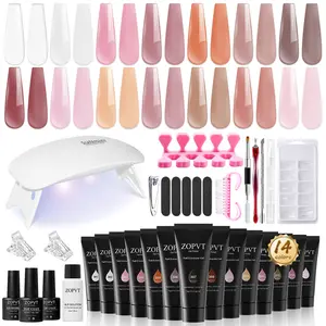 Nail Gel Polish Set, 14 Colors with Sliding Wave Effect, Nail Art Tools Kit & Mini Lamp, Perfect for Beginners Nail Design, Nail Extension Set, Diy Nail Kit